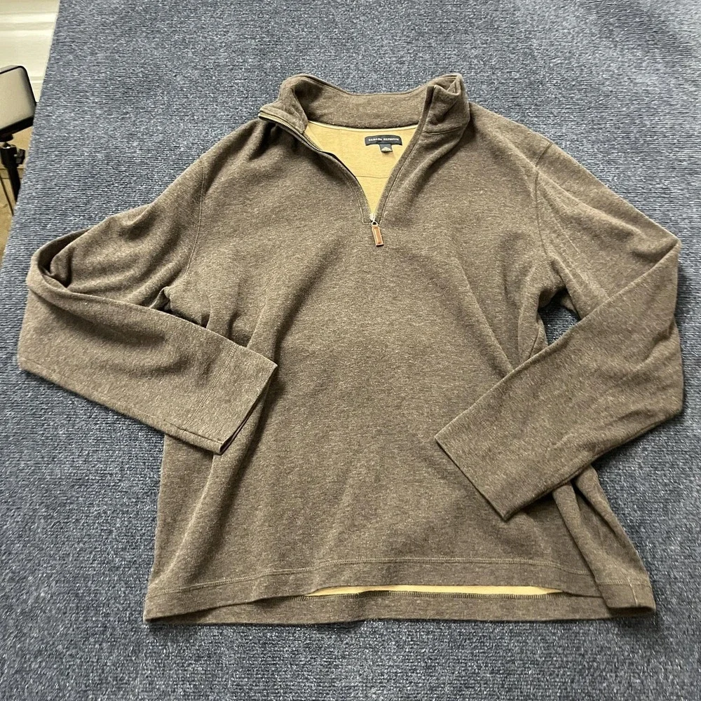 Banana Republic Sweater Mens XL Brown Quarter Zip Pullover Casual Knit Layering